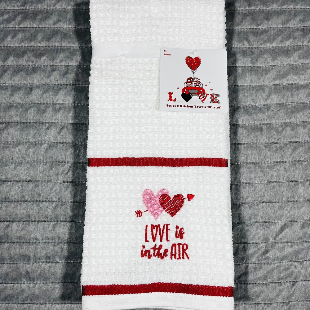 Valentine's Day 2 Pack Hand Towels Love Hearts Arrows Anniversary Gift
