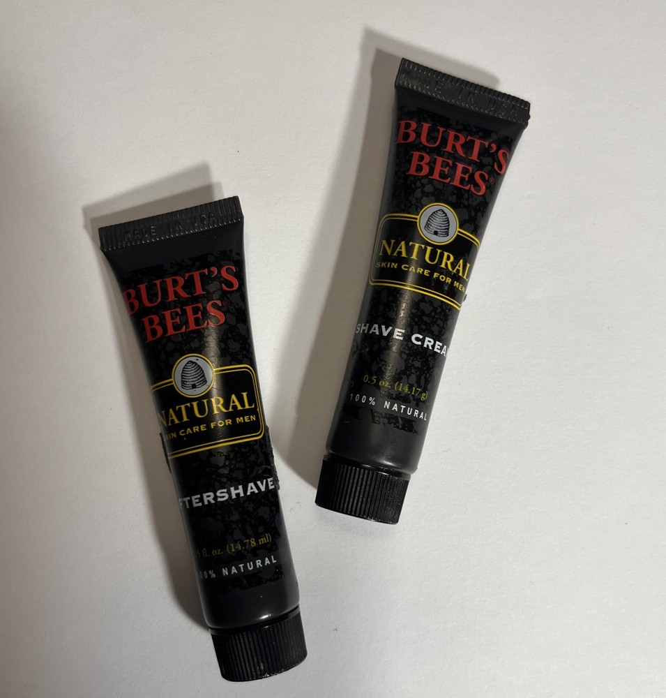 Rare Set Burt’s Bees For Men Discontinued Aftershave & Shave Cream 0.50 oz Each