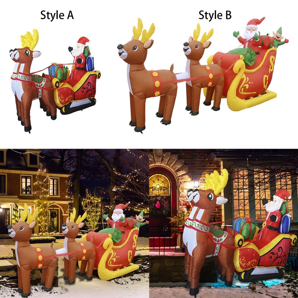 Christmas Inflatable Inflatable Santa on Sleigh and 2 Reindeers Xmas Decor with