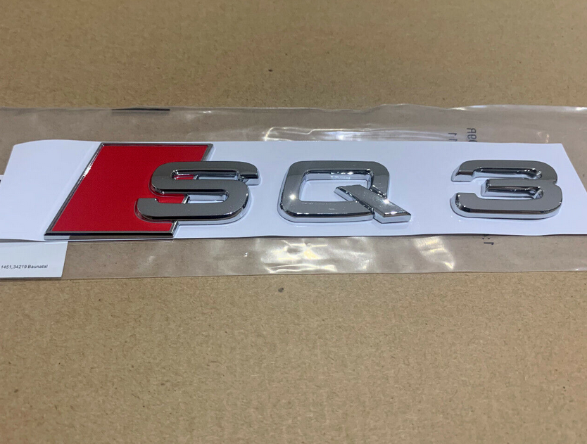 For Audi SQ3 Q3 Rear Badge Logo Boot Trunk Lid Emblem Sticker Chrome Red