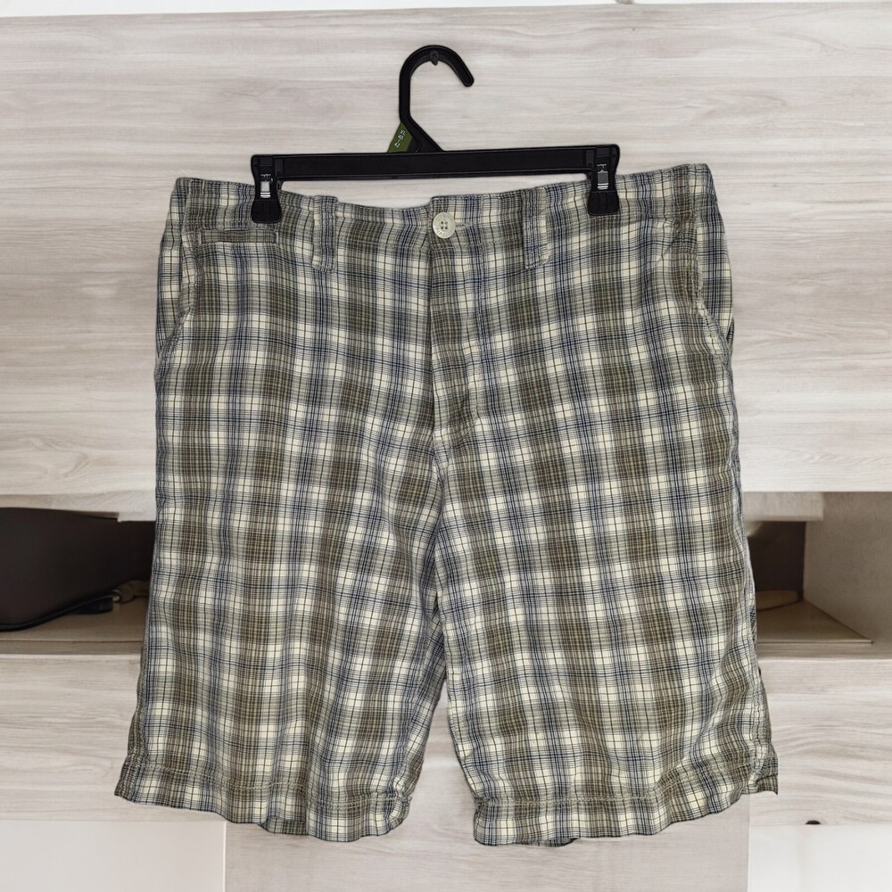 Urban Pipeline Chino Shorts Mens 34 Green Plaid Cotton