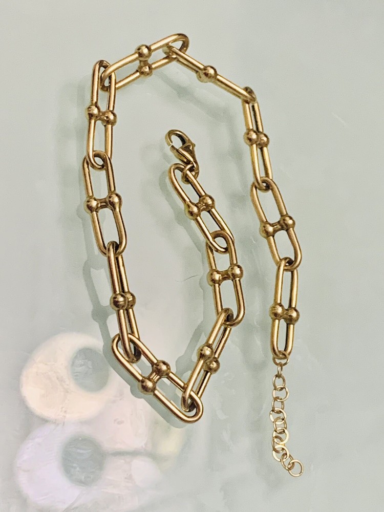 Solid 18k Gold U Link Trending Bracelet Or Anklet Men Women S9-10 5.62g Modern