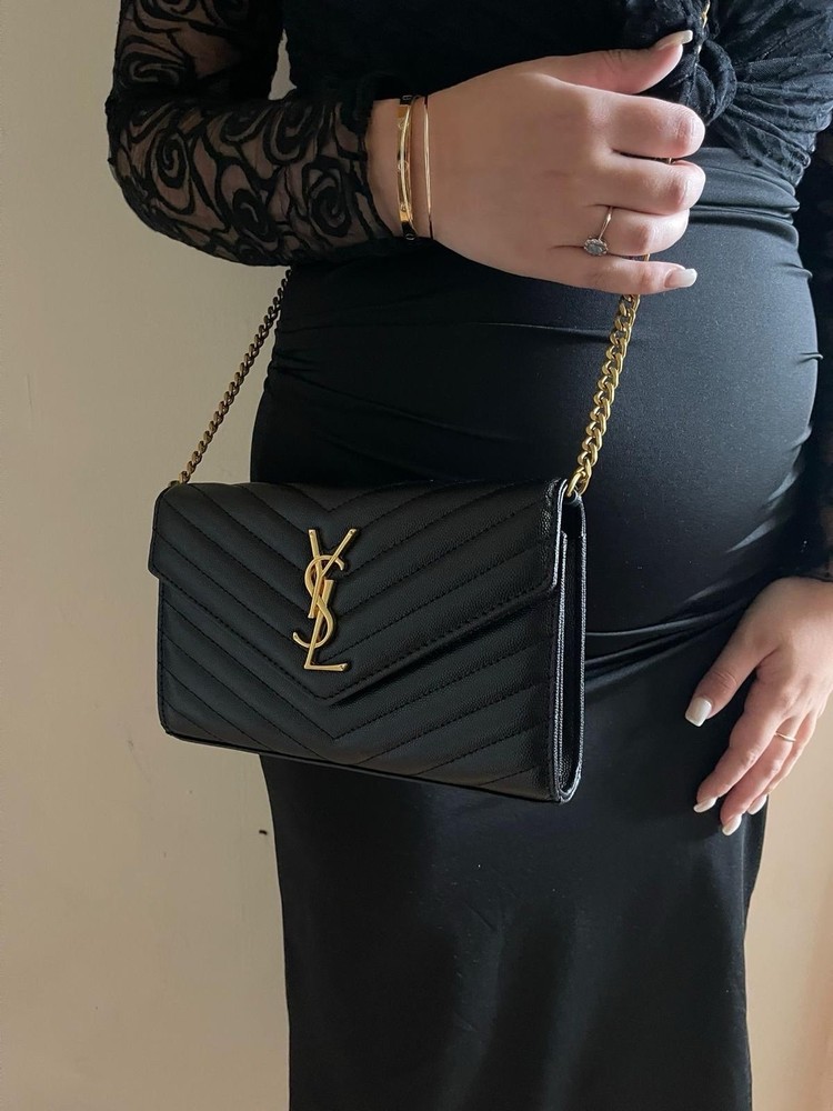 Ladies Black Handbag With Gold Hardware