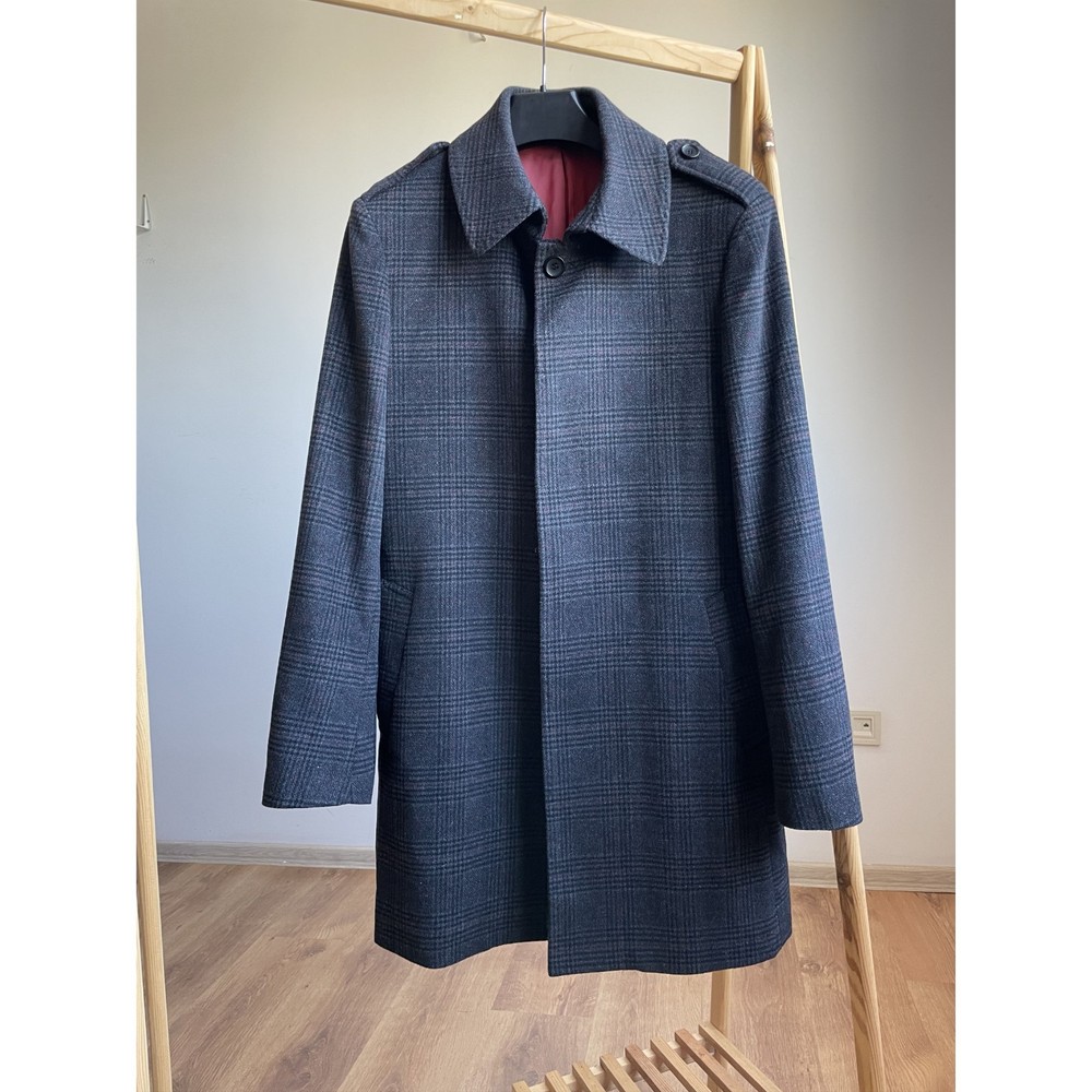 Holland Esquire Plaid Wool Blend Mac Coat Size L