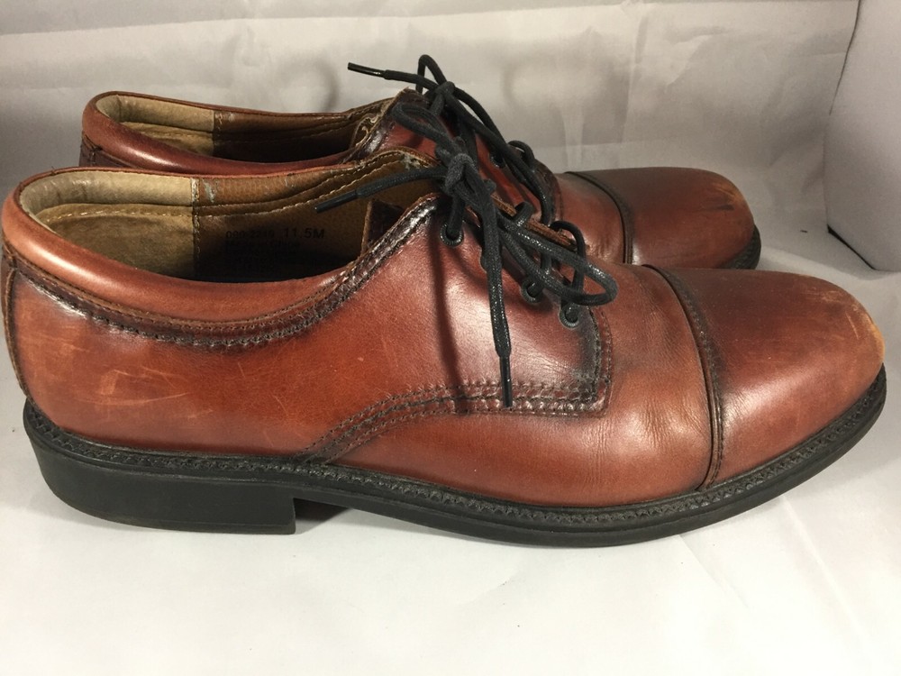 Dockers Brown Leather Cap Toe Shoes - Mens US Size 11.5 - Oxford - 090-2219