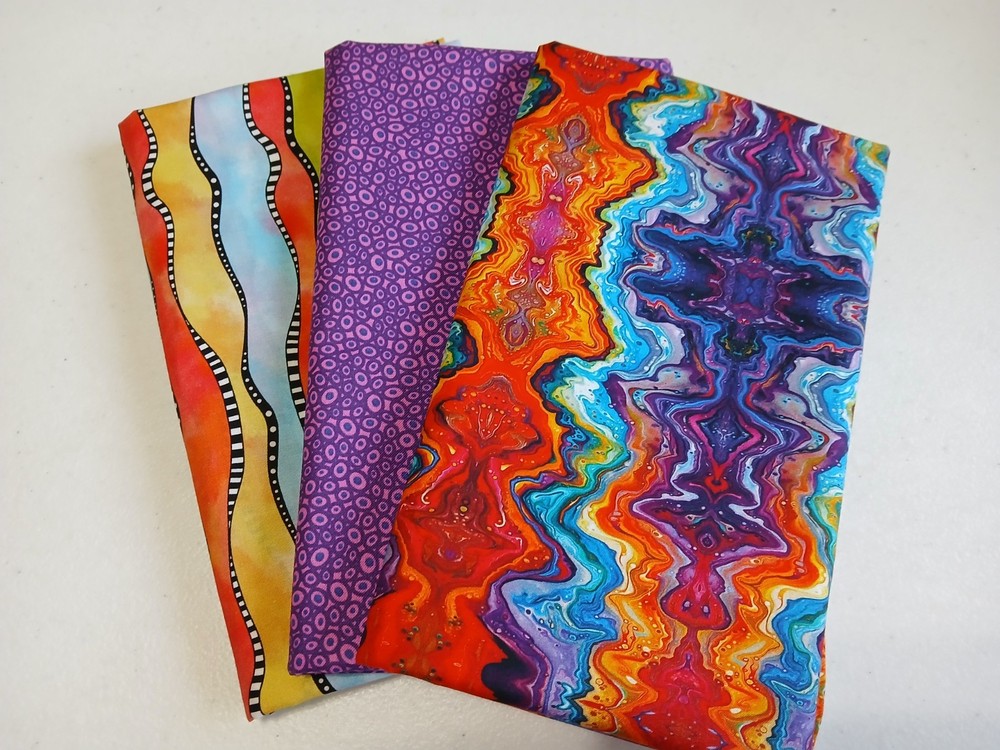 Lot 3 coordinating yards quilting Fabric Cafe Focus Light Dark Free Ship