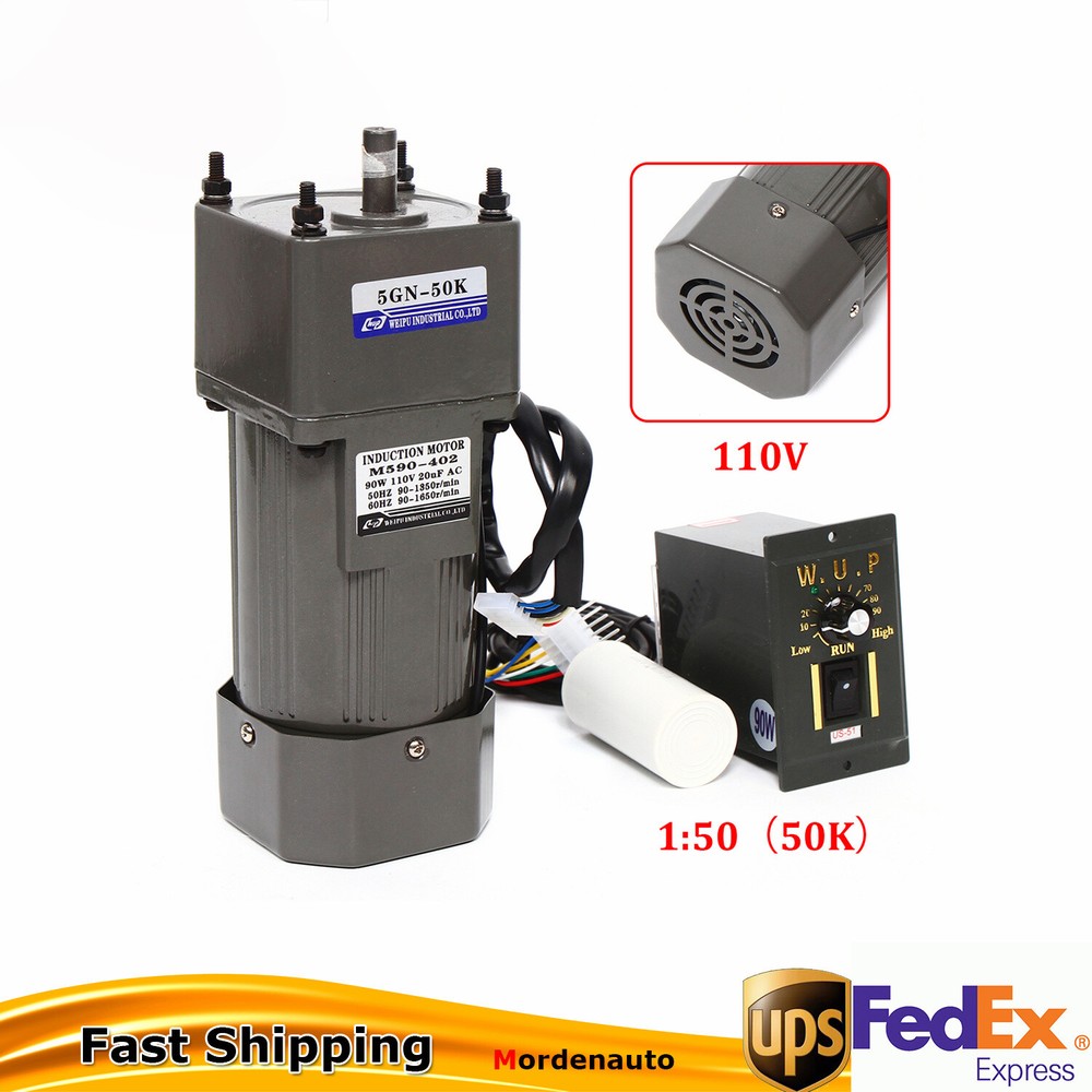 AC Gear Motor Electric Variable Speed Controller Torque 90W 1:50 0-27RPM 110V