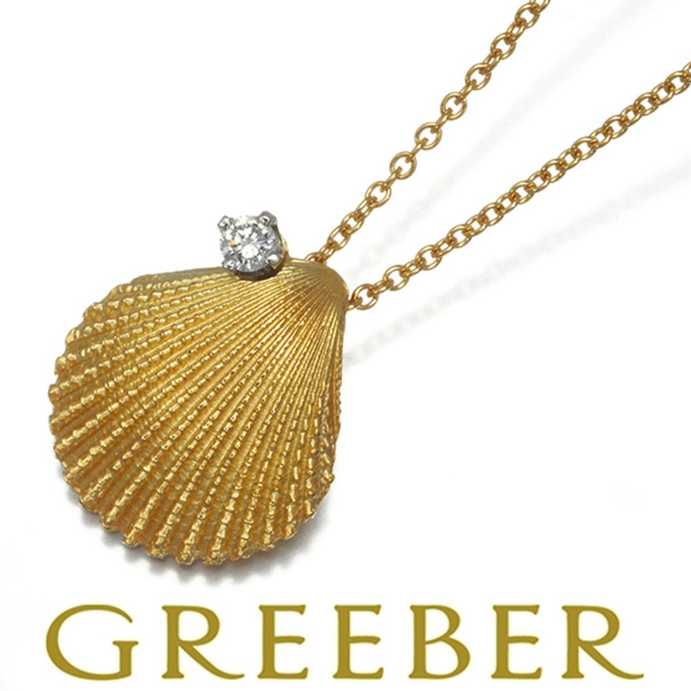 Tiffany K18YG WG Diamond Shell Necklace Elegant Jewelry