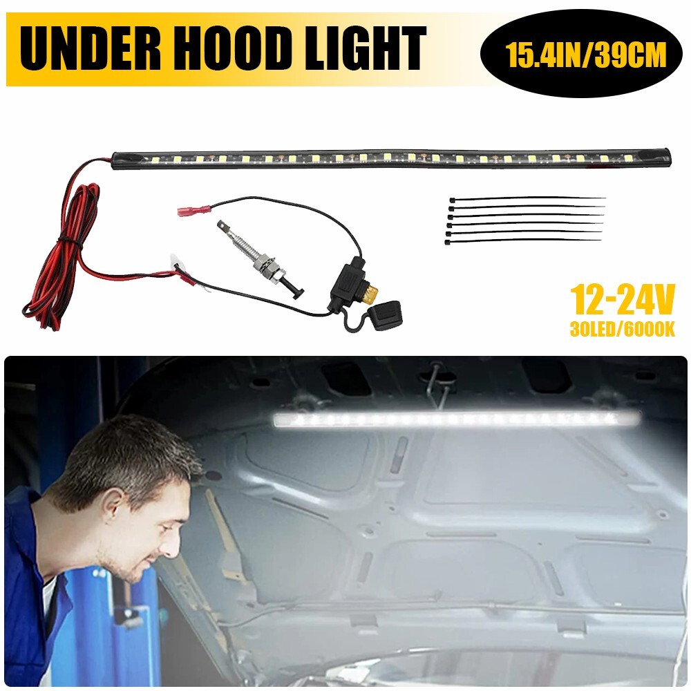 1PC Car Repair LED Truck Hood Under Engine Bay Light Strip on/off Automatic