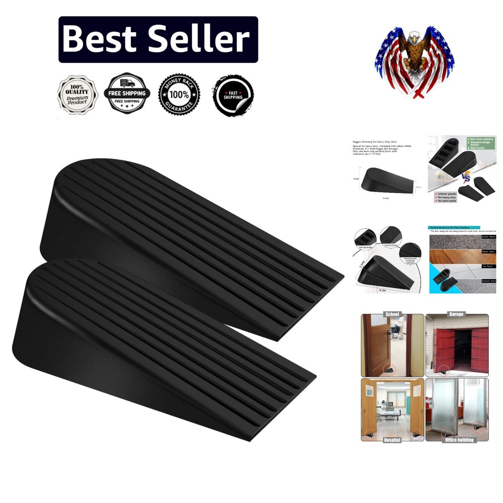 Ultimate Gripping Rubber Door Stop Wedge - Heavy Set for Kids & Pets Safety