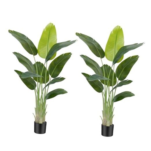 Lifelike 5ft 2in Faux Bird of Paradise Artificial Banana Leaf Tree