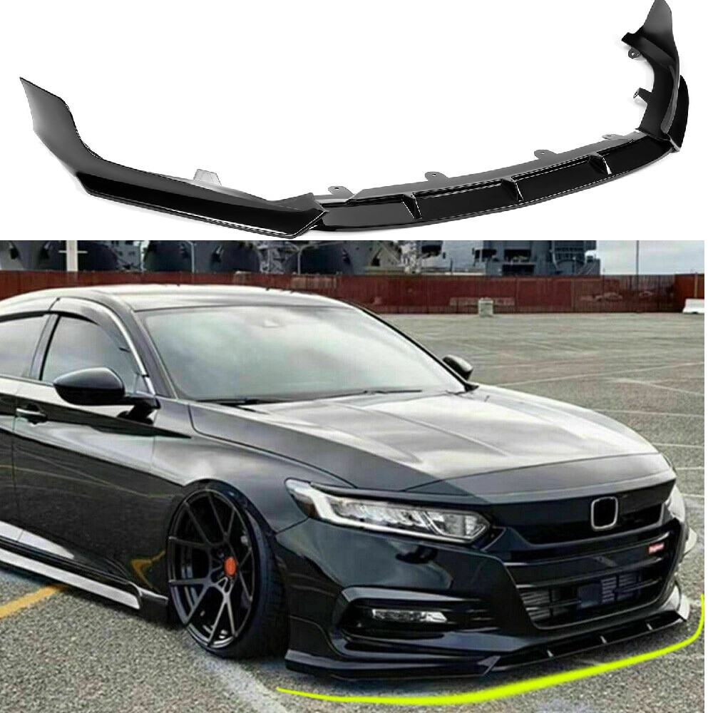 Front Bumper Lip Splitter Kit Painted Gloss Black For 2018-2020 Honda Accord 4Dr