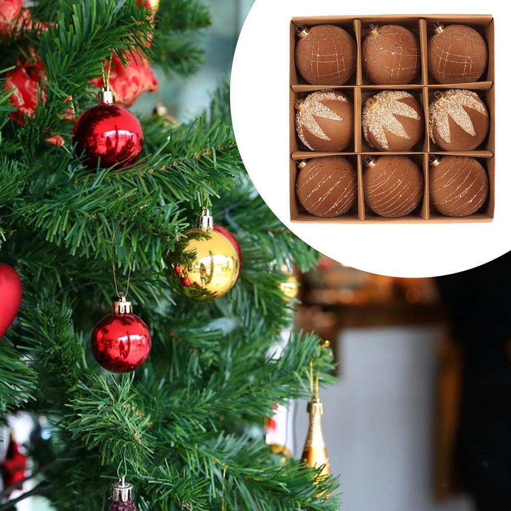 9Pcs Christmas Balls Ornaments Christmas Tree Decorations for Yard Home Mall