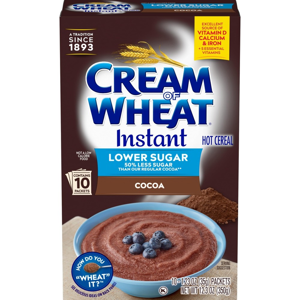 Cream of Wheat Instant Lower Sugar Cocoa 12.3 Ounce 10 Packets
