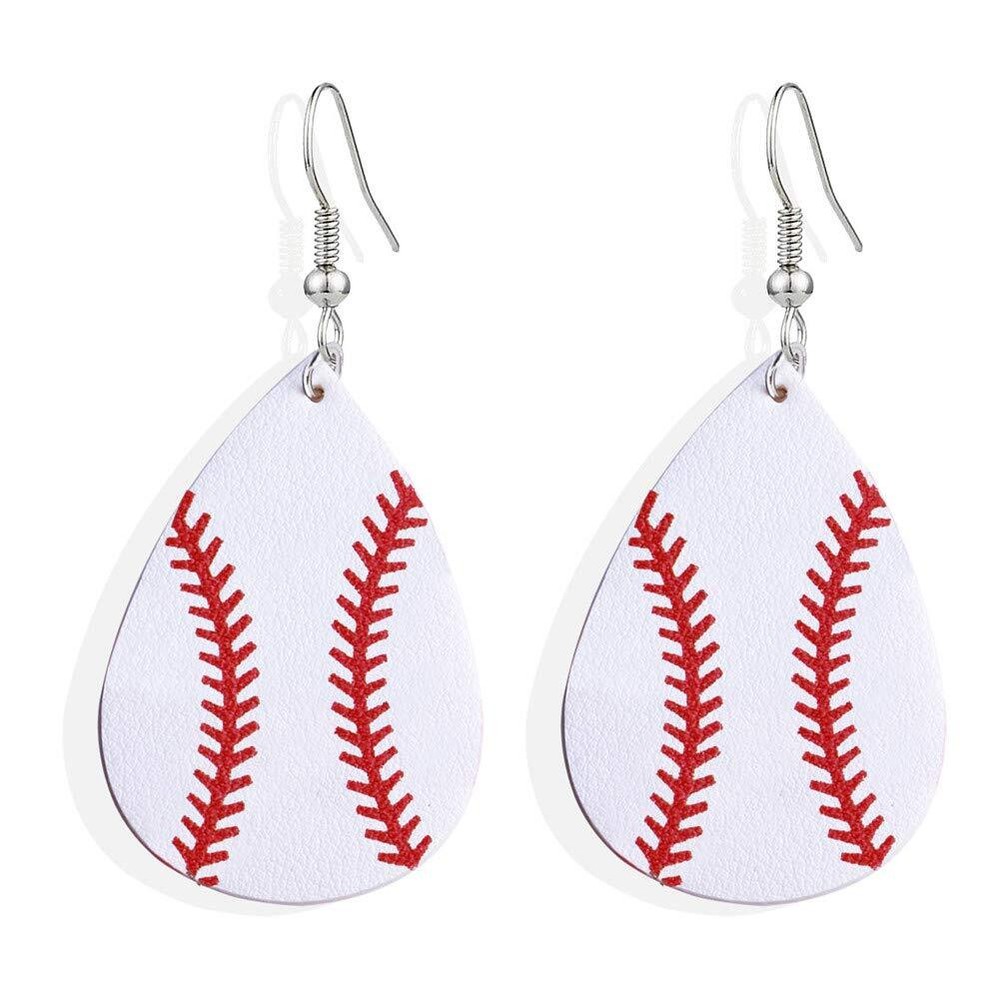 Summer Love Faux Leather Teardrop Earrings for Women’s Baseball Basketball Volleyball Style
