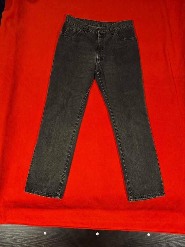 Vintage Lee Jeans Mens Sz 34x30½ Black Straight Leg USA Denim Pants 90s