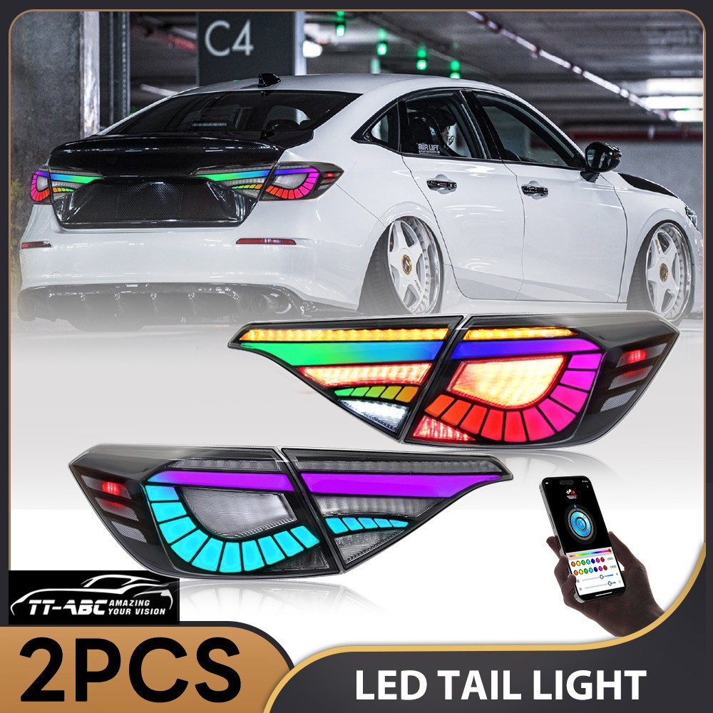 RGB LED Tail Lights For Honda Civic 2022-2025 11TH Gen Rear Lamps Assembly Pair