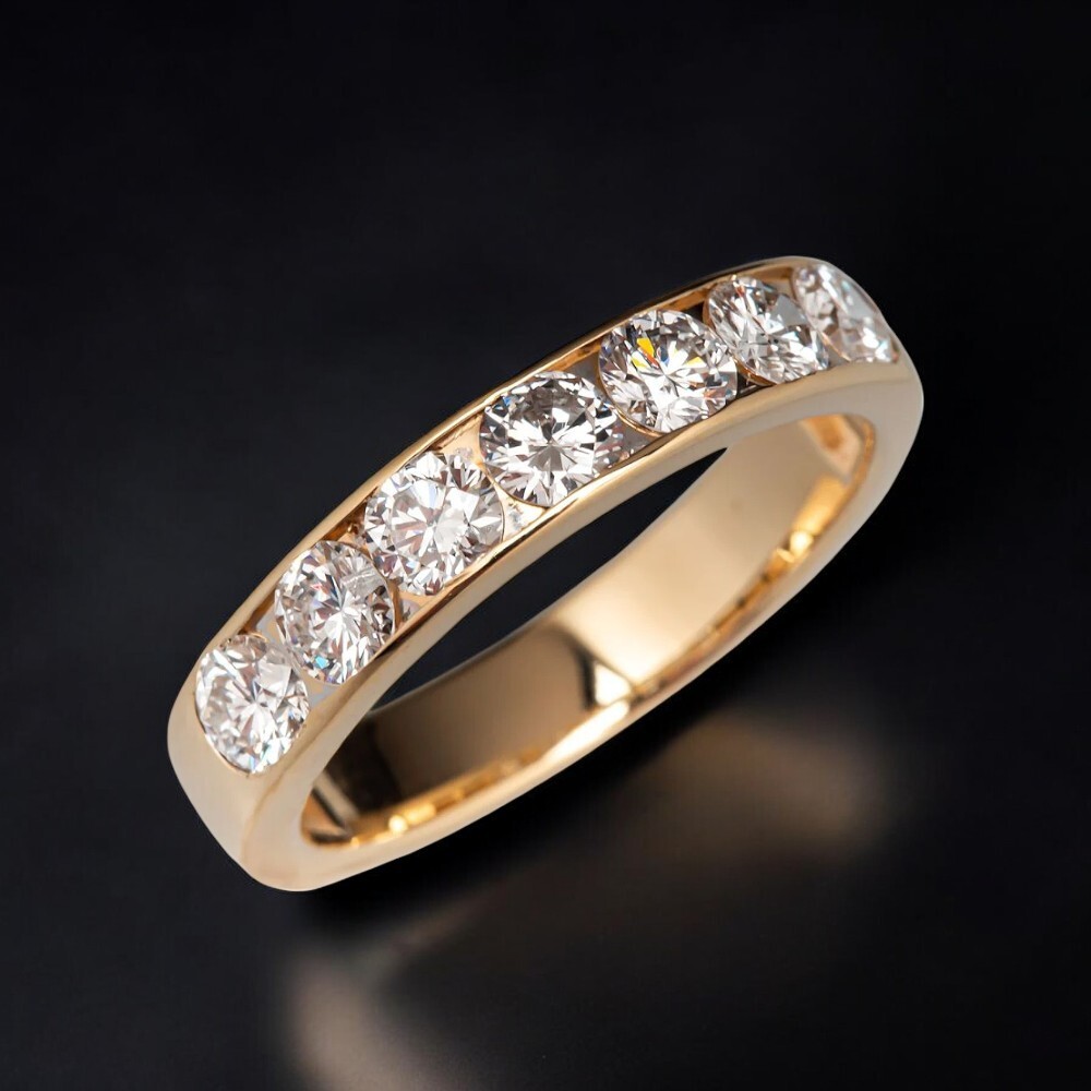 1.00 Ct Lab Created Round Cut Diamond Women Wedding Band 3.7 MM 14K Yellow Gold