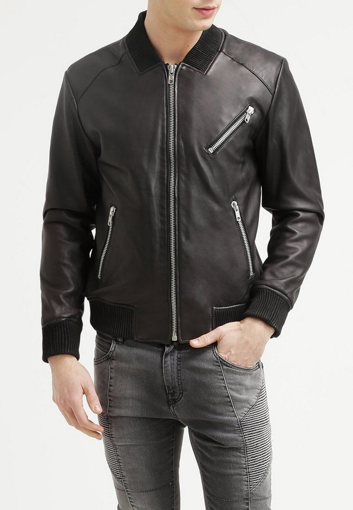 Handmade Biker Motorcycle Black Stylish Party Wear Casual Jacket For Men