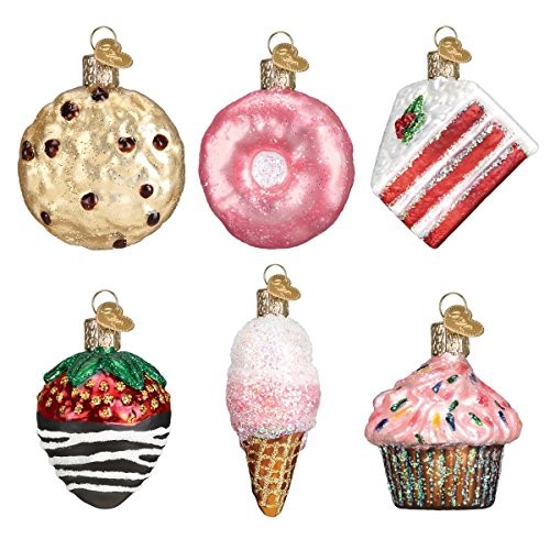Old World Christmas Mini Dessert Glass Tree Ornaments Set of 6 14026 Food New