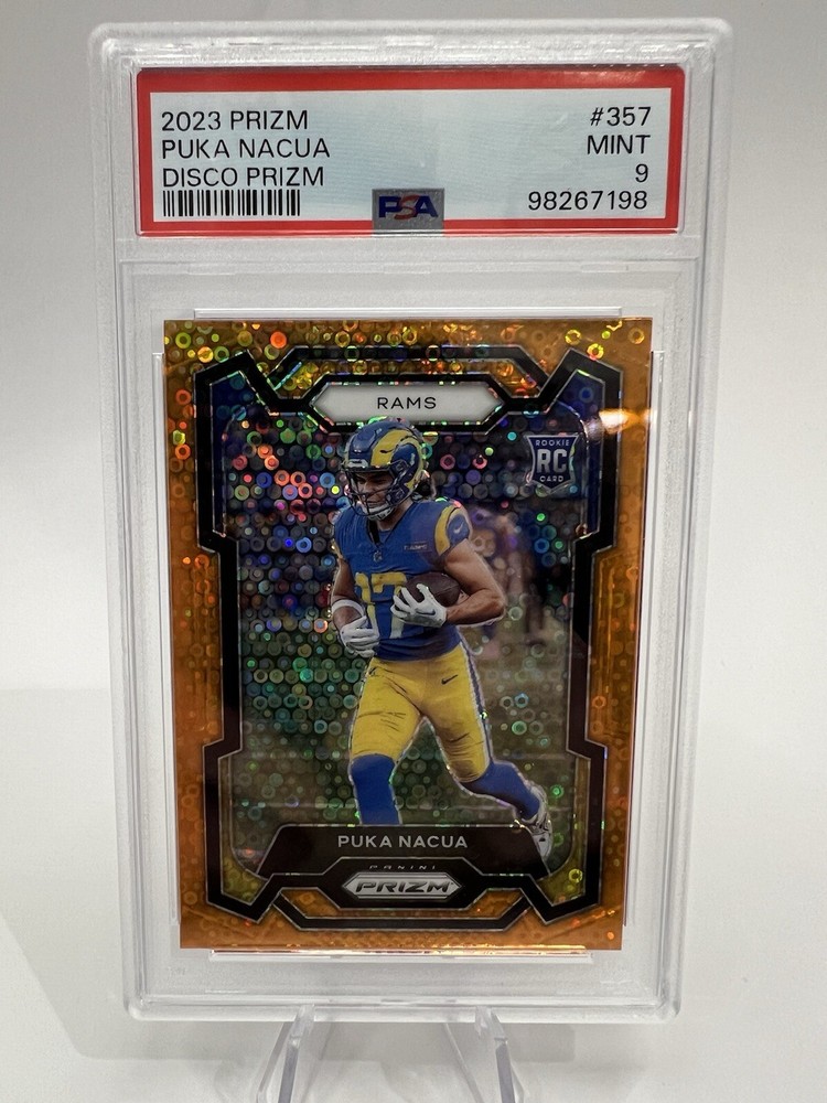 Puka Nacua 2023 Prizm Orange Disco PSA 9 MINT #357 RC Rookie Rams