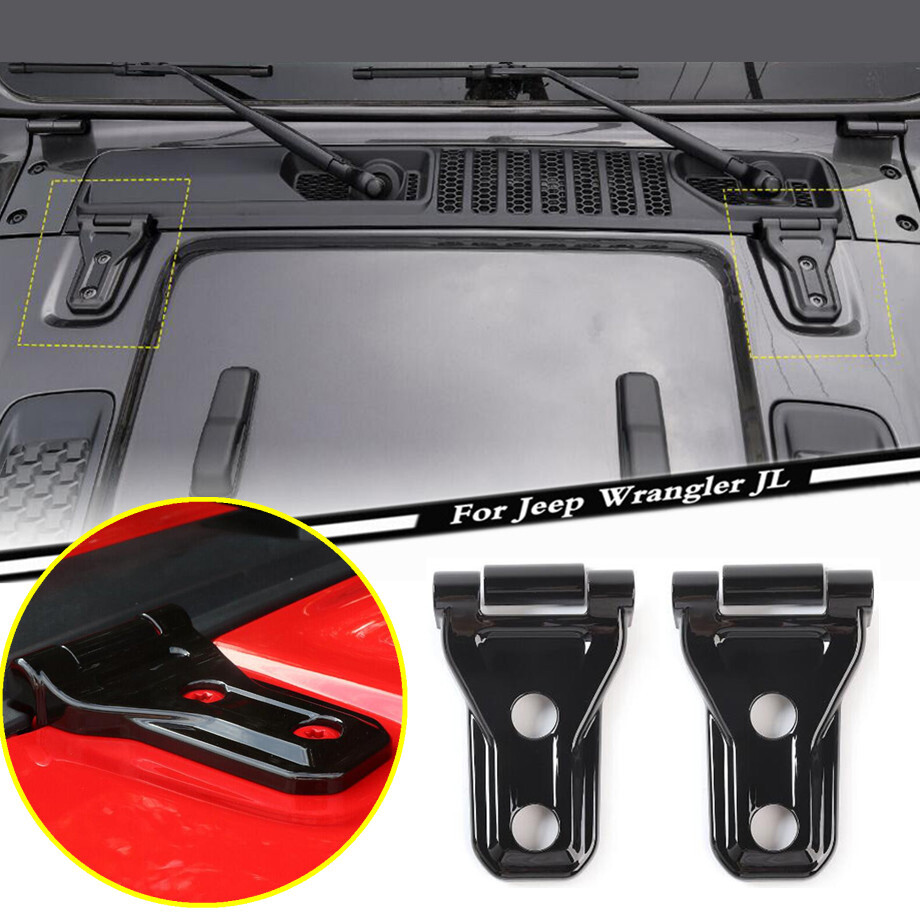 For 2018-2023 Jeep Wrangler JL ABS Black Engine Hood Hinge Cover Bezels Trim 4P