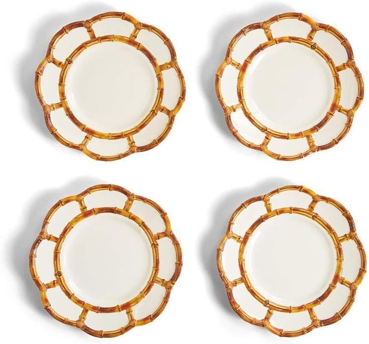 Set of 4 Stylish Bamboo Touch Accent Plates by Two's Company  