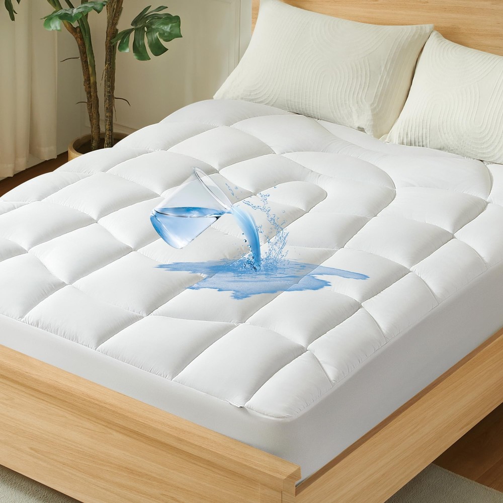 Waterproof Mattress Pad Queen - Ergonomic Quilted Fitted Thick Queen Mattress...