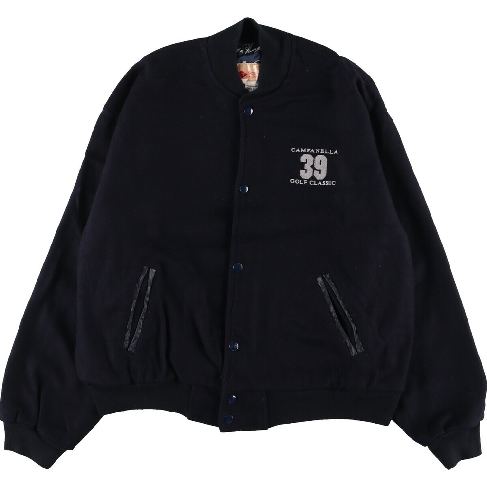 RDF Wool Stadium Jacket Varsity Award Men’s L Navy Made in USA Used