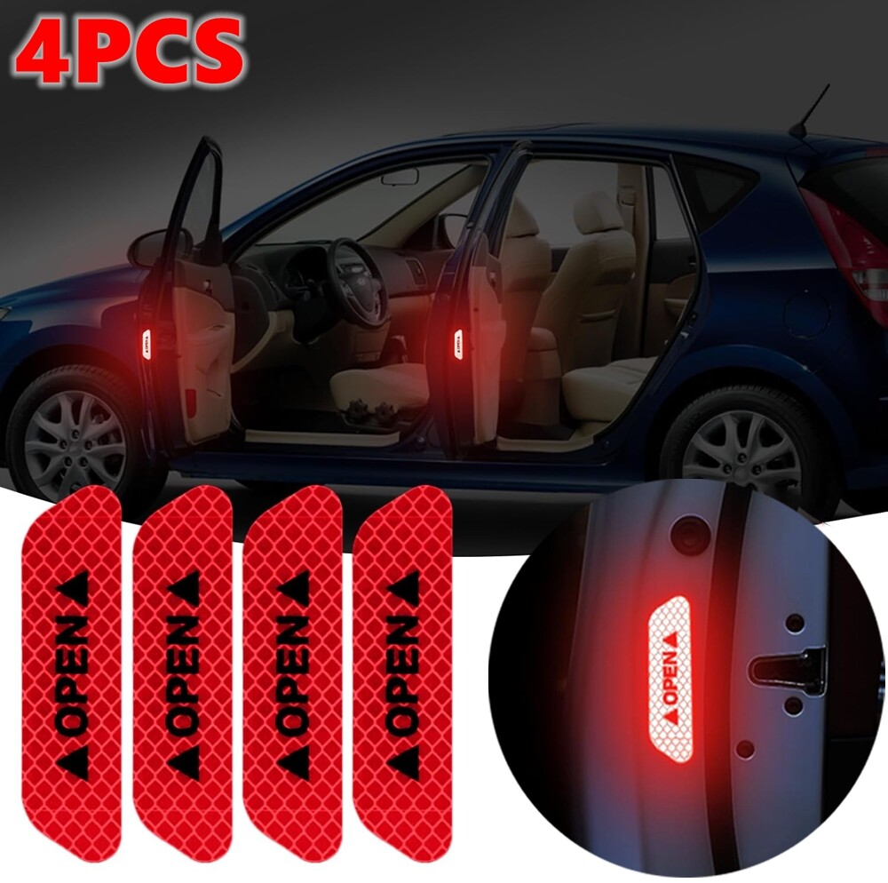 12PCS Car Door Safety Reflective Tapes Open Sign Warning Mark Sticker Accessory