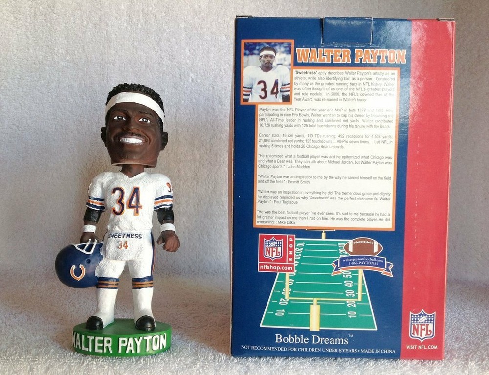 Walter Payton Chicago Bears White Jersey Arms Down Bobblehead NFL Legends Collectible