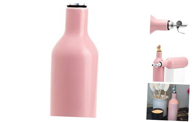 Ceramic Pink Olive Oil Dispenser For Kitchen, Coffee Syrup Dispenser, Silver