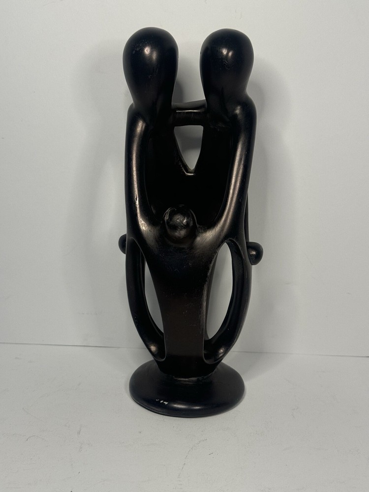 Dancing Parents & Child Black Figurine Abstract Sculpture Decor Modern Art