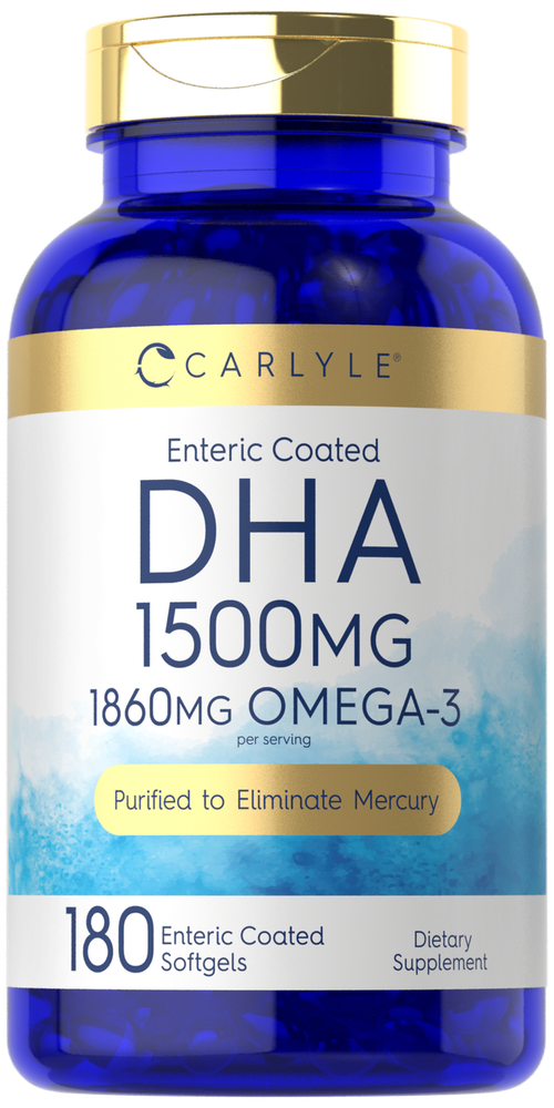 DHA 1500mg | 180 Softgels | 1860mg Omega-3 | Non-GMO, Gluten Free | by Carlyle