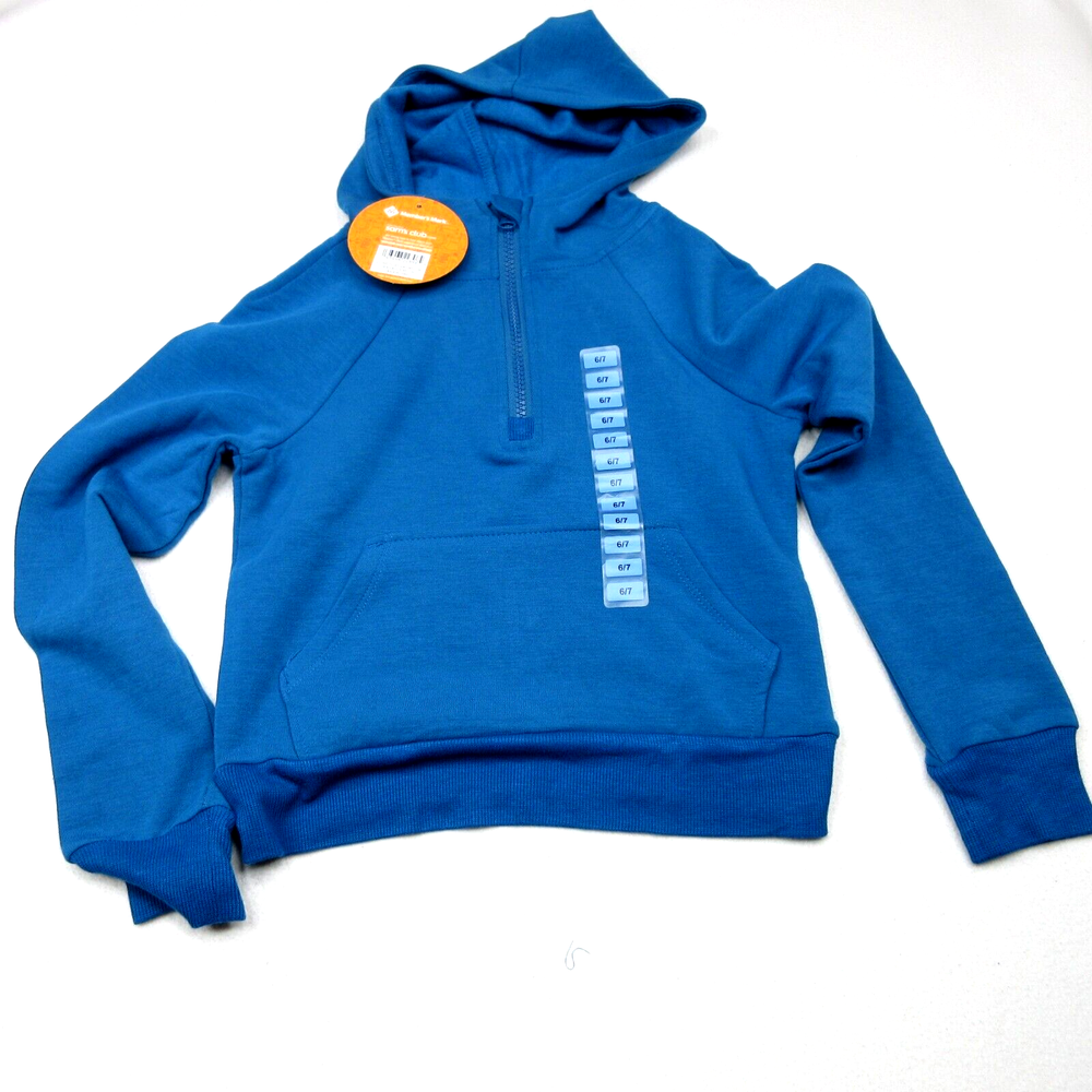 MEMBERS MARK Girls Quarter Zip Hoodie Soft Lightweight Teal Size 6/7 NWT-image