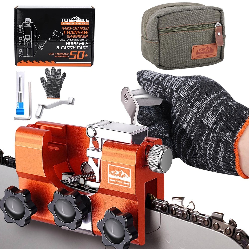 Chainsaw Sharpener, Chainsaw Sharpening Jig Kit with Tungsten Burr and Portab...