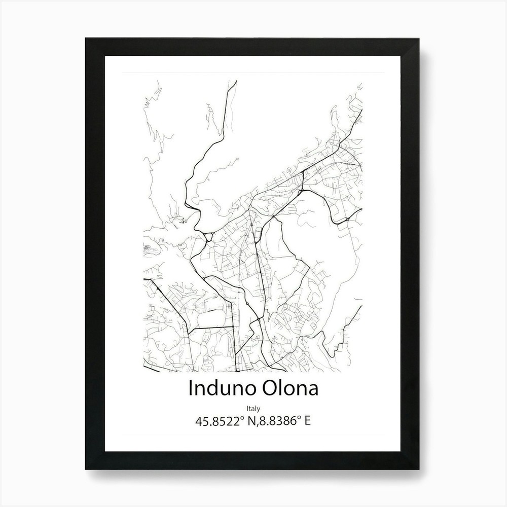 Induno Olona,Italy Minimalist Map A Framed Wall Art Poster Canvas Print Picture