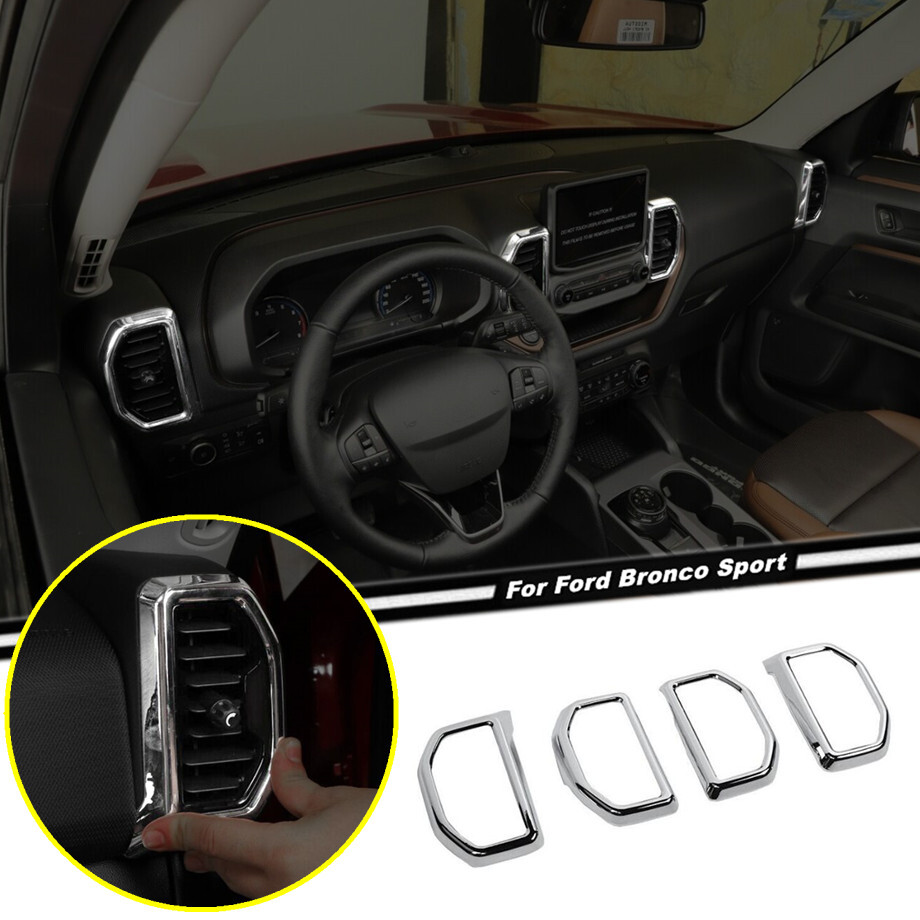 Ford Bronco Sport 21-24 Chrome Dash Air Vent Trim Cover Accessories