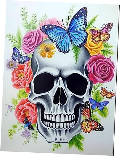DIY 5D Diamond Paintings by Number kit, DIY Painting Skull 348 with Diamond