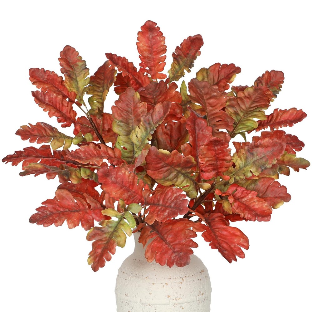 Faux Oak Leaf Branches 5 Pcs Fall Leaf Stems for Vases, 18