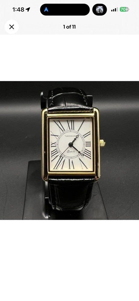 Vintage Unisex Quartz Gold Tone Tank Watch 26mm