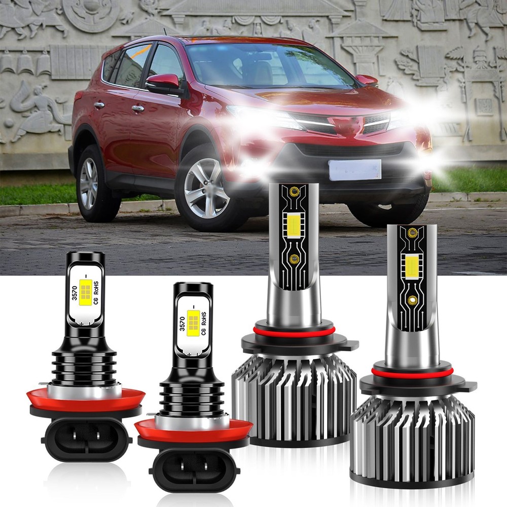 2016-2019 Toyota RAV4 4pc White LED Headlight and Fog Light Bulbs Kit