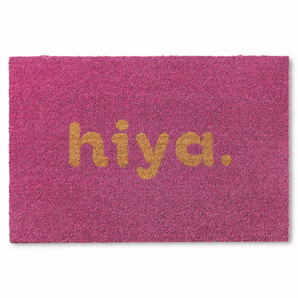 Hiya Painted Welcome Door Mat - Natural Coir Heavyweight Non-Slip Outdoor Rug