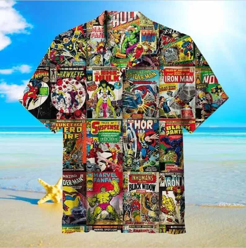 Marvel Comics Superhero Hawaiian Shirt 3D Design Inspired by Heroes and Hawaii