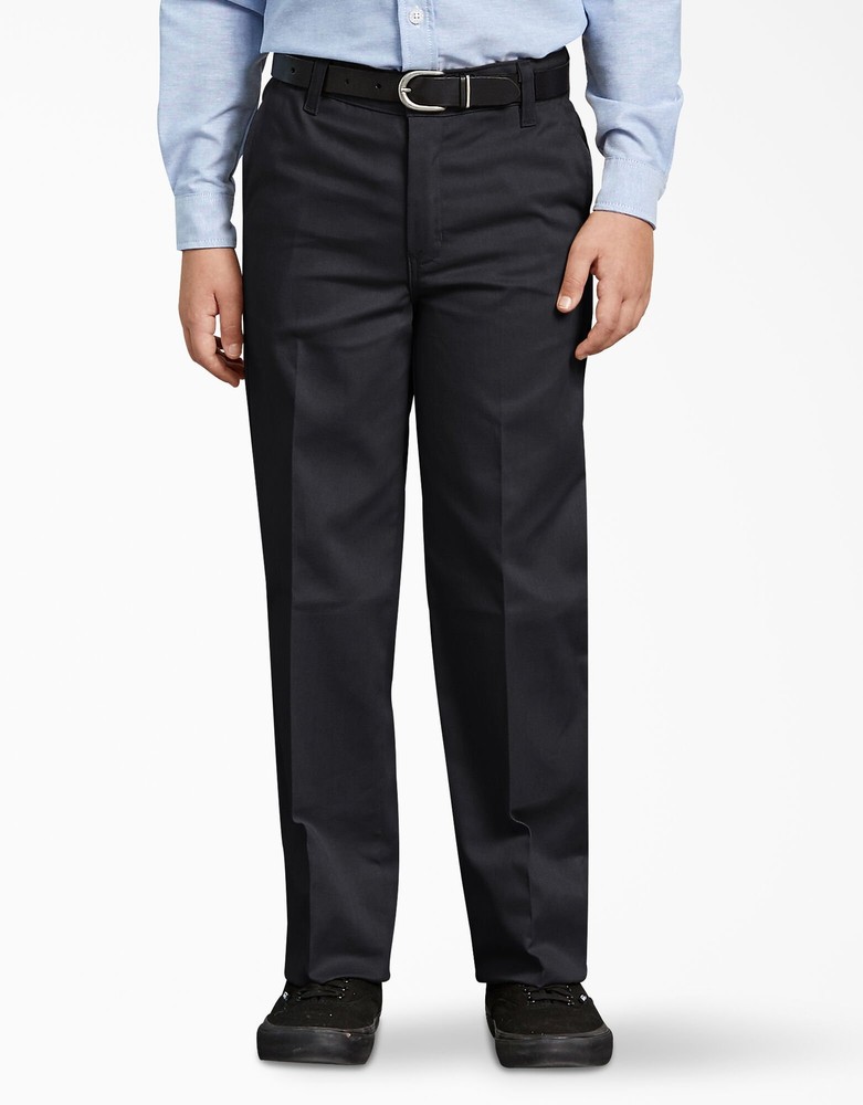 Dickies Boys Classic Fit Stretch Flex Straight Leg Black Khaki Pants Sz 20 Husky