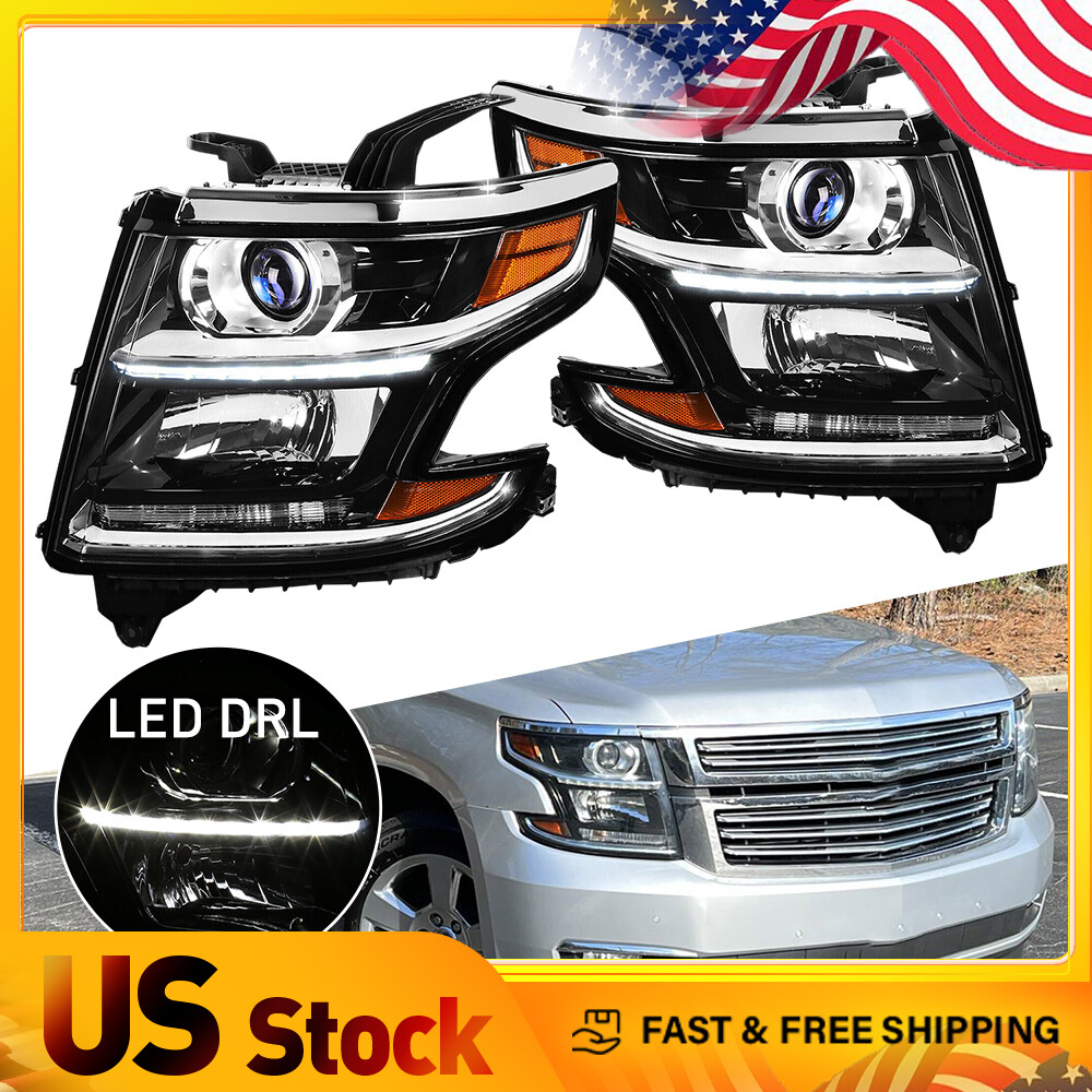FOR TAHOE 15-20 LH SUBURBAN + RH LED DRL PROJECTOR HEADLIGHT GM2502405 GM2503405