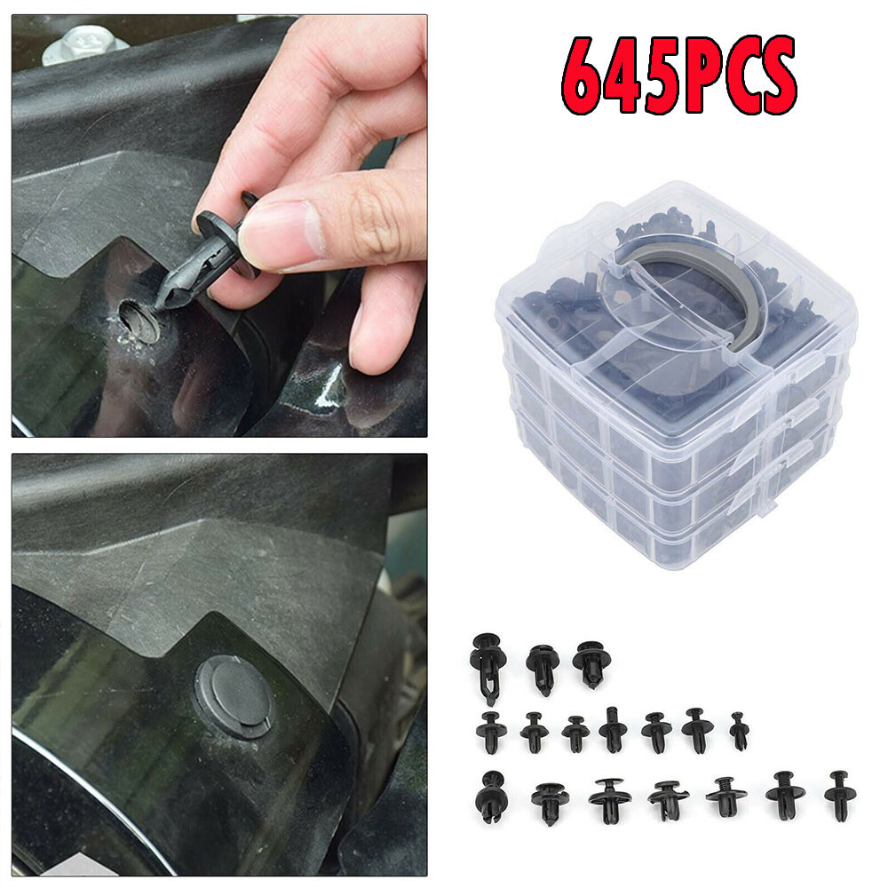 1/2set 650Pcs Car Body Plastic Fasteners Push Trim Clips Pin Rivet Bumper Kit M