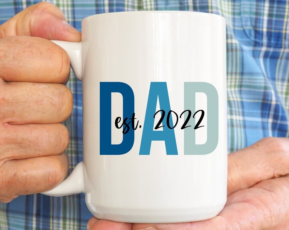 Personalized New Dad Coffee Mug – Custom Engraved Est Dad Gift  
