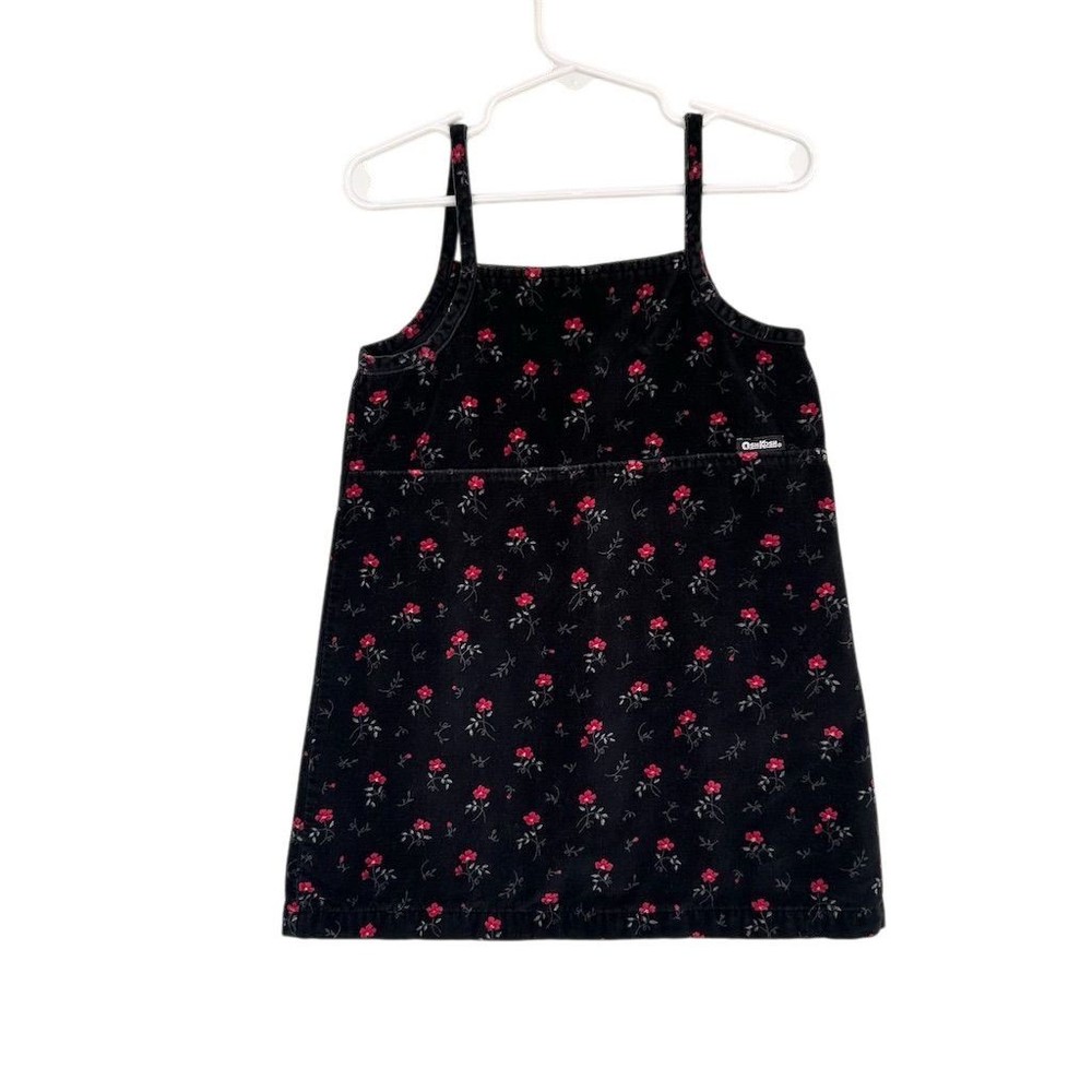 VTG Y2K USA Made OshKosh B'gosh Corduroy Floral Whimsigoth Pinafore Dress Sz 5