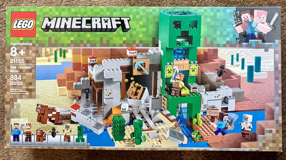 LEGO Minecraft 21155 The Creeper Mine Retired Set with Steve Blacksmith and Husk Figures
